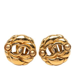 CHANEL Vintage Gold Logo Earrings
